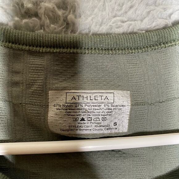 Athleta womens workout top non slip ruched short sleeve striped tight gym Small - Picture 6 of 9